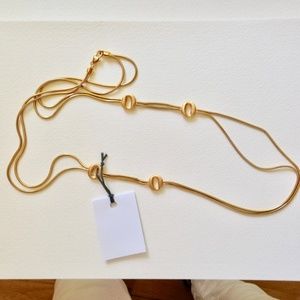 necklace modern  gold tone 33" long heart clasp
